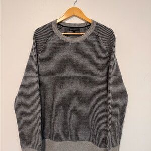 Men's Banana Republic Black and Grey Striped Sweater Size XL